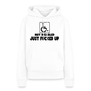 Pas handicapé. Juste-foutu ! Humour en fauteuil roulant # - Sweat à capuche Premium bio Femme - blanc - Devant - Julia (174cm)