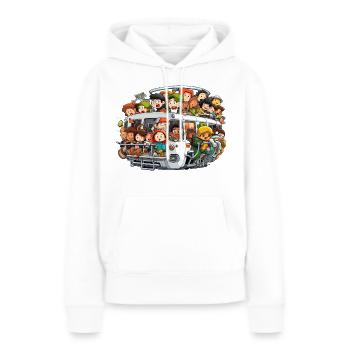 Bunt besetzte Bus Szene - Frauen Premium Bio Hoodie - Weiß - Vorne - Julia (174cm)
