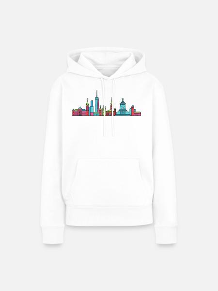 Leipziger Stadtsilhuettendenkmal Moderne Linienkunst - Frauen Premium Bio Hoodie - Weiß