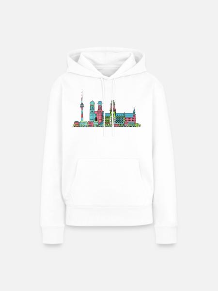 Münchner Stadtskyline Marienplatz Moderne Linienkunst - Frauen Premium Bio Hoodie - Weiß