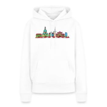 Dresdener Stadtskyline Frauenkirche Linienkunst - Frauen Premium Bio Hoodie - Weiß - Vorne - Julia (174cm)