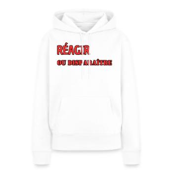 Réagir ou disparaître - Sweat à capuche Premium bio Femme - blanc - Devant - Julia (174cm)