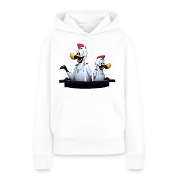 Duo de mouettes sur la jetée - Sweat à capuche Premium bio Femme - blanc - Devant - Julia (174cm)