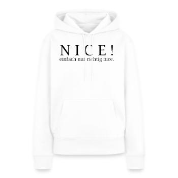 SYMPA ! Juste vraiment sympa. - Sweat à capuche Premium bio Femme - blanc - Devant - Julia (174cm)