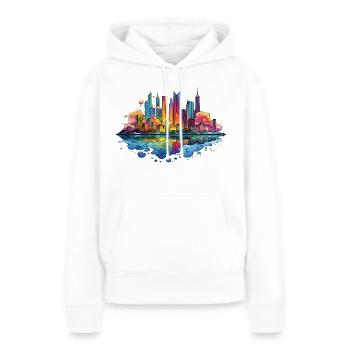 Bunte Skyline Reflektion - Frauen Premium Bio Hoodie - Weiß - Vorne - Julia (174cm)