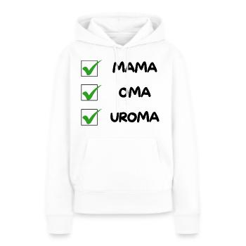 UROMA Checkliste - Frauen Premium Bio Hoodie - Weiß - Vorne - Julia (174cm)