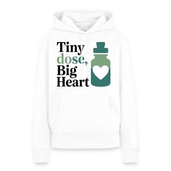 Équipement professionnel pour homéopathie Petite Dose Big Heart - Sweat à capuche Premium bio Femme - blanc - Devant - Julia (174cm)