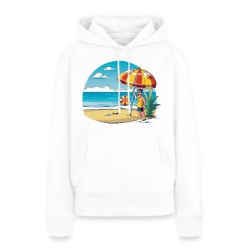 Strandurlaub Cartoon mit Sonnenschirm - Frauen Premium Bio Hoodie - Weiß - Vorne - Julia (174cm)