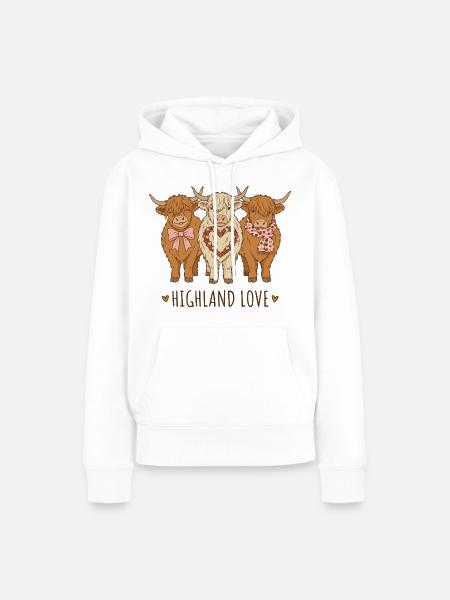 Highland Love - Frauen Premium Bio Hoodie - Weiß