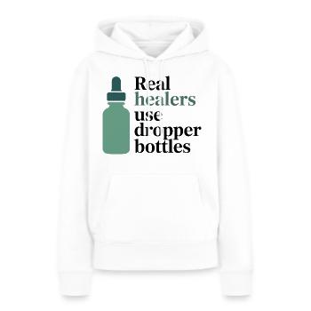 Homéopathie Real Healers Flacons compte-gouttes Profession - Sweat à capuche Premium bio Femme - blanc - Devant - Julia (174cm)