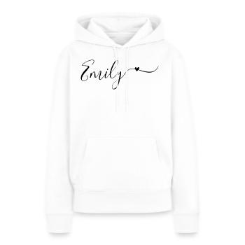 Prénom Emily Prénom décoratif - Sweat à capuche Premium bio Femme - blanc - Devant - Julia (174cm)