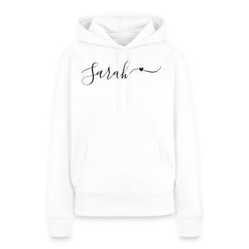Sarah Prénom Prénom décoratif - Sweat à capuche Premium bio Femme - blanc - Devant - Julia (174cm)