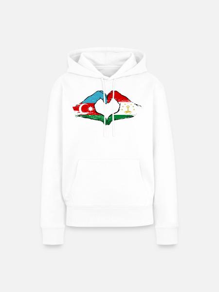 Aserbaidschan Tadschikistan Flaggenherz - Frauen Premium Bio Hoodie - Weiß