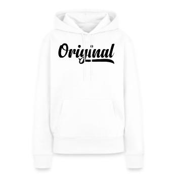 Langue source - Sweat à capuche Premium bio Femme - blanc - Devant - Julia (174cm)