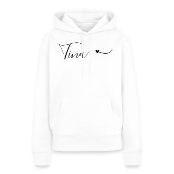Tina, prénom, prénom décoratif - Sweat à capuche Premium bio Femme - blanc - Devant - Julia (174cm)