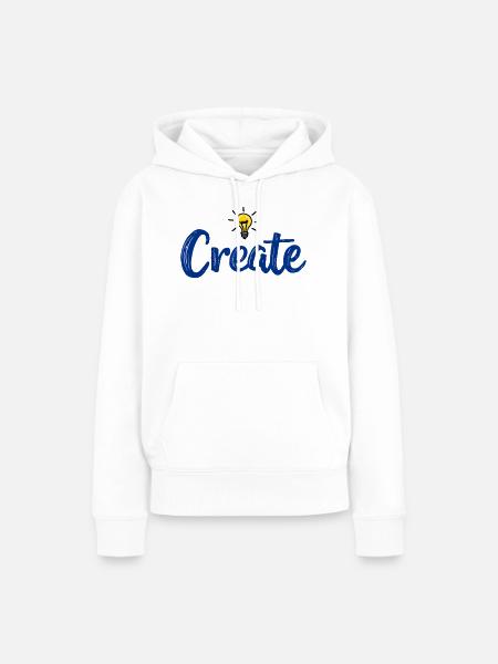 Create Schriftzug mit leuchtender Glühbirne - Frauen Premium Bio Hoodie - Weiß