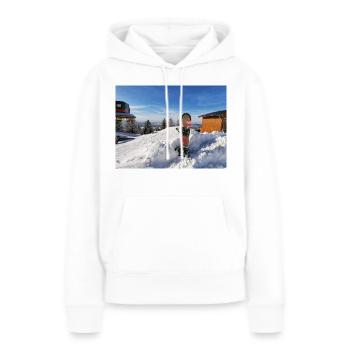Snowboard sur une pente ensoleillée - Sweat à capuche Premium bio Femme - blanc - Devant - Julia (174cm)