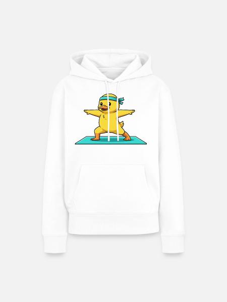 Yoga-Entenvogel mit Kriegerposen-Kunst - Frauen Premium Bio Hoodie - Weiß
