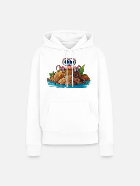 Kieselkrabbe mit Kulleraugen - Frauen Premium Bio Hoodie - Weiß