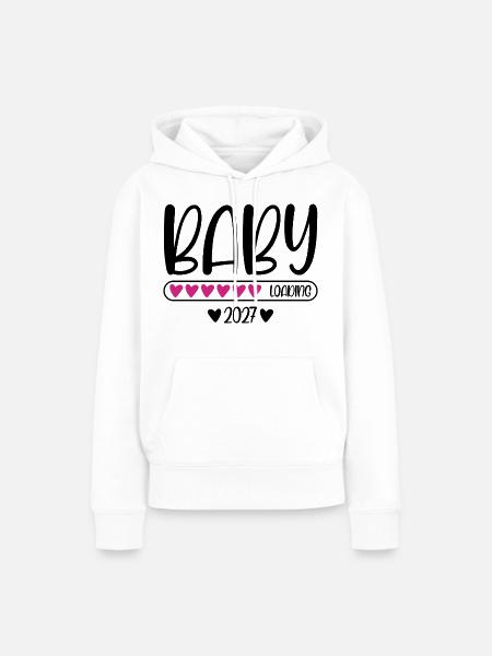Baby 2027 loading - Frauen Premium Bio Hoodie - Weiß