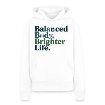 Ostéopathe Corps Équilibré Vie Professionnel - Sweat à capuche Premium bio Femme - blanc - Devant - Julia (174cm)