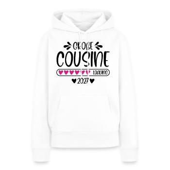 Große Cousine 2027 loading - Frauen Premium Bio Hoodie - Weiß - Vorne - Julia (174cm)