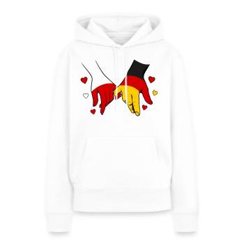Polen_Deutschland_Flagge_Händehalten - Sweat à capuche Premium bio Femme - blanc - Devant - Julia (174cm)