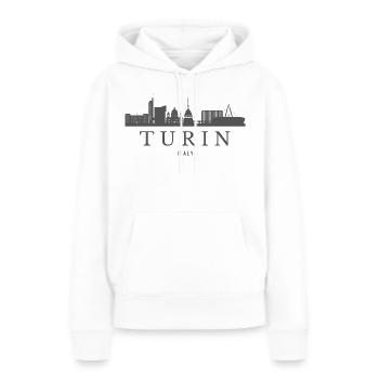 Skyline de Turin, art urbain turin - Sweat à capuche Premium bio Femme - blanc - Devant - Julia (174cm)
