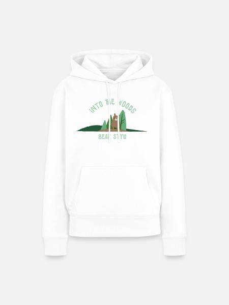 Bär Stil Im Wald Illustration - Frauen Premium Bio Hoodie - Weiß