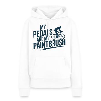 Les pédales sont mon pinceau - Sweat à capuche Premium bio Femme - blanc - Devant - Julia (174cm)
