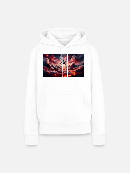 Geflügelter Reiter auf dem Vulkan - Frauen Premium Bio Hoodie - Weiß