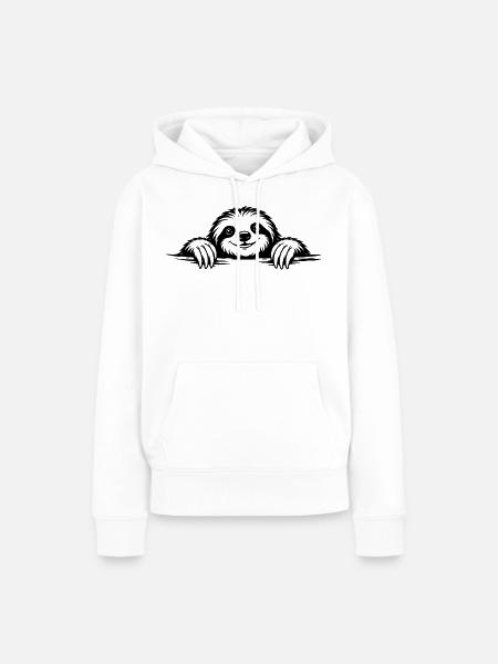 Faultier in chilliger Pose - Frauen Premium Bio Hoodie - Weiß