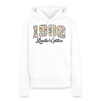 1986 Vintage Blumen College Jahrgang Design - Frauen Premium Bio Hoodie - Weiß - Vorne - Julia (174cm)