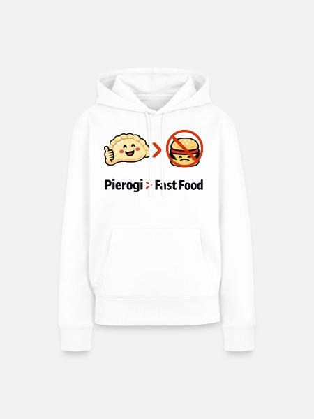 Pierogi statt Fast Food - Frauen Premium Bio Hoodie - Weiß