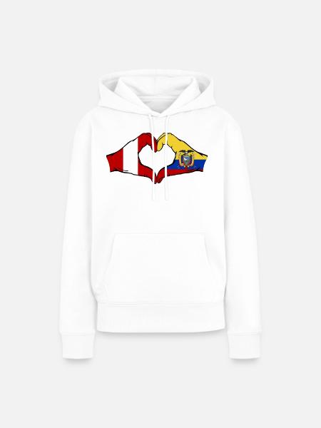 Peru Ecuador Flagge Herz - Frauen Premium Bio Hoodie - Weiß