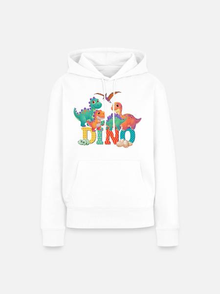 Dino - Frauen Premium Bio Hoodie - Weiß