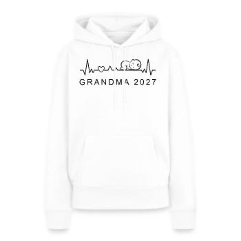 Annonce de grossesse de battement de cœur de bébé grand-mère 2027 - Sweat à capuche Premium bio Femme - blanc - Devant - Julia (174cm)