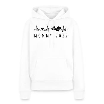 Annonce de grossesse future maman 2027 - Sweat à capuche Premium bio Femme - blanc - Devant - Julia (174cm)
