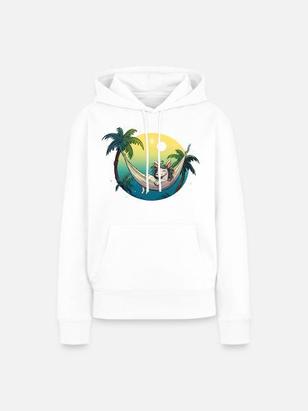 Einhorn in Tropen-Hängematte - Frauen Premium Bio Hoodie - Weiß