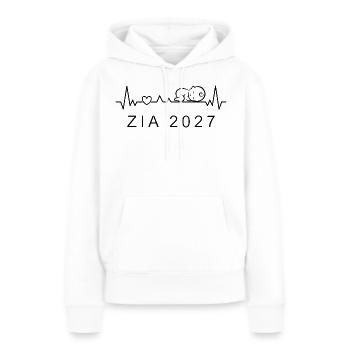 Future Tante 2027 Grossesse du battement de cœur - Sweat à capuche Premium bio Femme - blanc - Devant - Julia (174cm)
