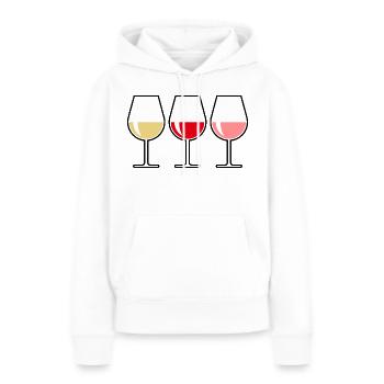 Vin blanc Vin rouge Vin rosé (vin / ventre / aussi) - Sweat à capuche Premium bio Femme - blanc - Devant - Julia (174cm)