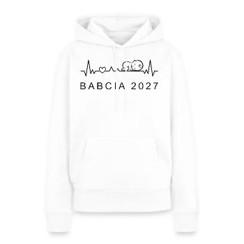 Oma 2027 Herzschlag Schwangerschaft Polnisch - Frauen Premium Bio Hoodie - Weiß - Vorne - Julia (174cm)