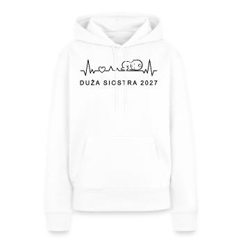 Große Schwester 2027 Herzschlag Polnisch - Frauen Premium Bio Hoodie - Weiß - Vorne - Julia (174cm)