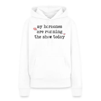 Hormones drôles Ménopause - Sweat à capuche Premium bio Femme - blanc - Devant - Julia (174cm)