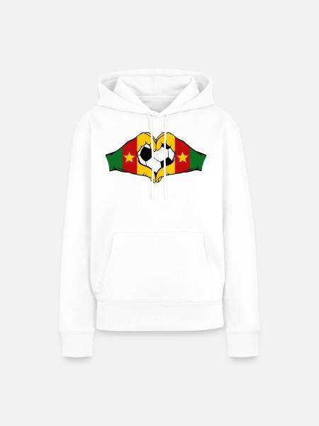 Kamerun Flagge Hände Herzform - Frauen Premium Bio Hoodie - Weiß
