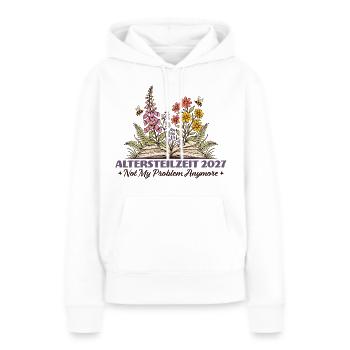 Retraite partielle 2027 Don potentiel pour la retraite anticipée - Sweat à capuche Premium bio Femme - blanc - Devant - Julia (174cm)