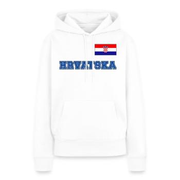 Kroatien Trikot Look – HRVATSKA mit Fahne Flagge - Frauen Premium Bio Hoodie - Weiß - Vorne - Julia (174cm)