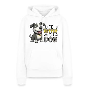 La vie est meilleure avec Staffy de dessins animés chiens - Sweat à capuche Premium bio Femme - blanc - Devant - Julia (174cm)