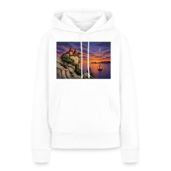 Château au clair de lune près de la mer du Couchant du Soleil - Sweat à capuche Premium bio Femme - blanc - Devant - Julia (174cm)