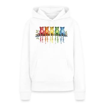 ünf bunte Frösche mit Retro-Brillen - Frauen Premium Bio Hoodie - Weiß - Vorne - Julia (174cm)